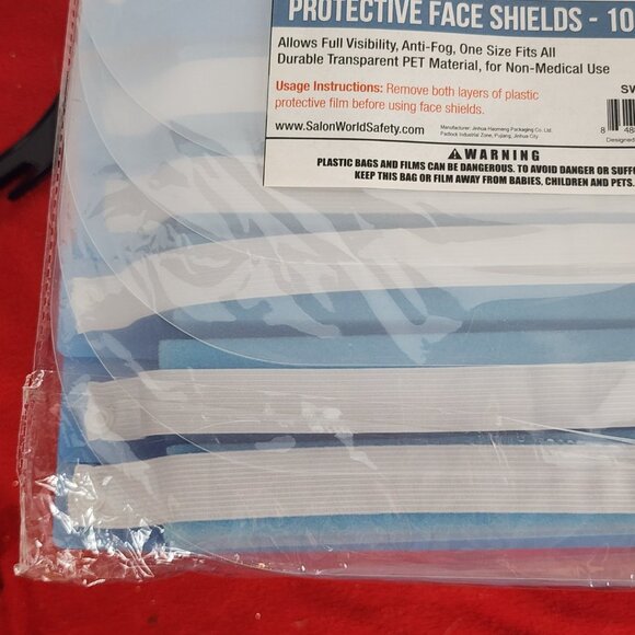 TCP Global Salon World Blue Clear PET Made Safety Protective Face Shields 10pk - Picture 6 of 16